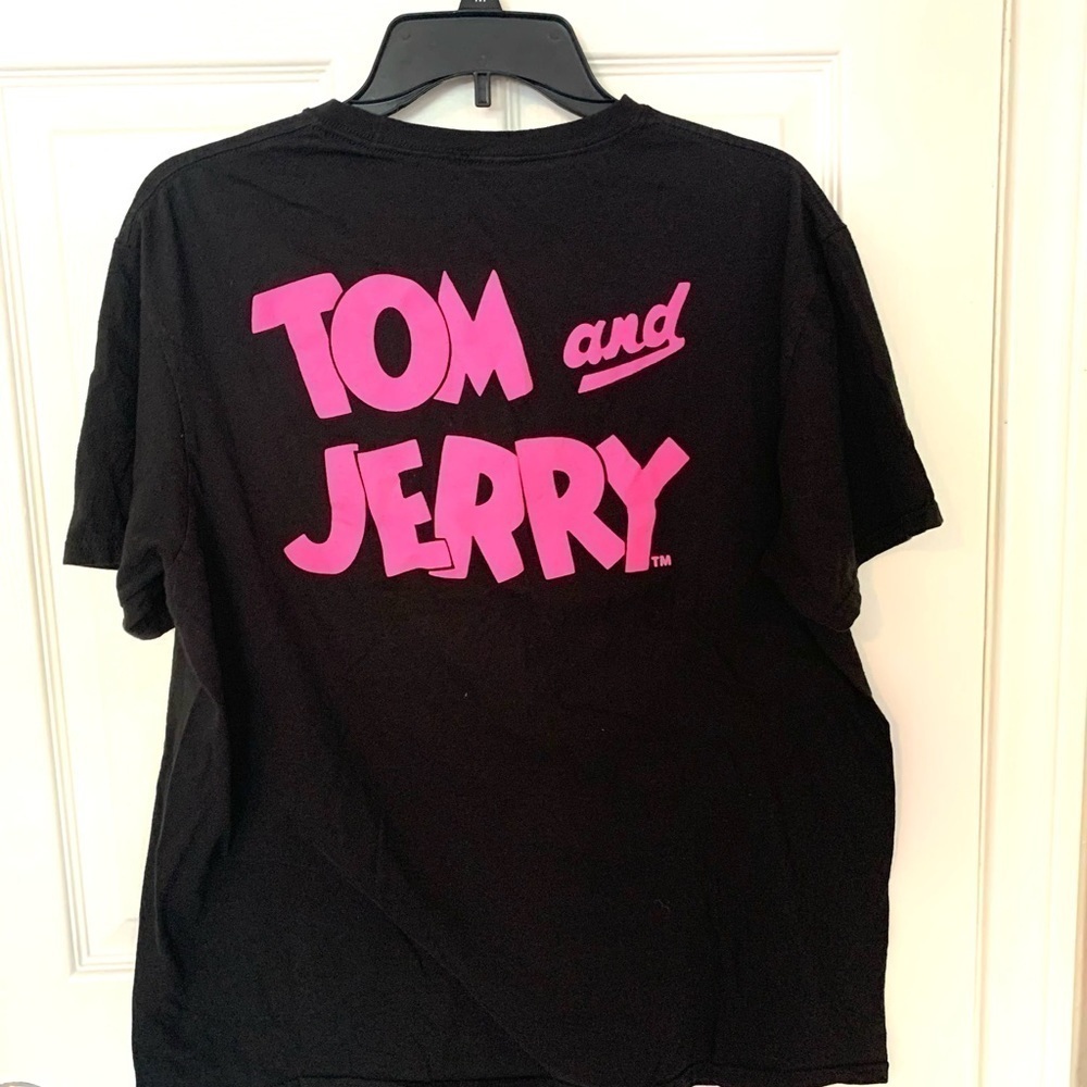 Vintage Disney Tom and Jerry Tee Top T-shirt Black Pink Size L - Picture 7 of 12